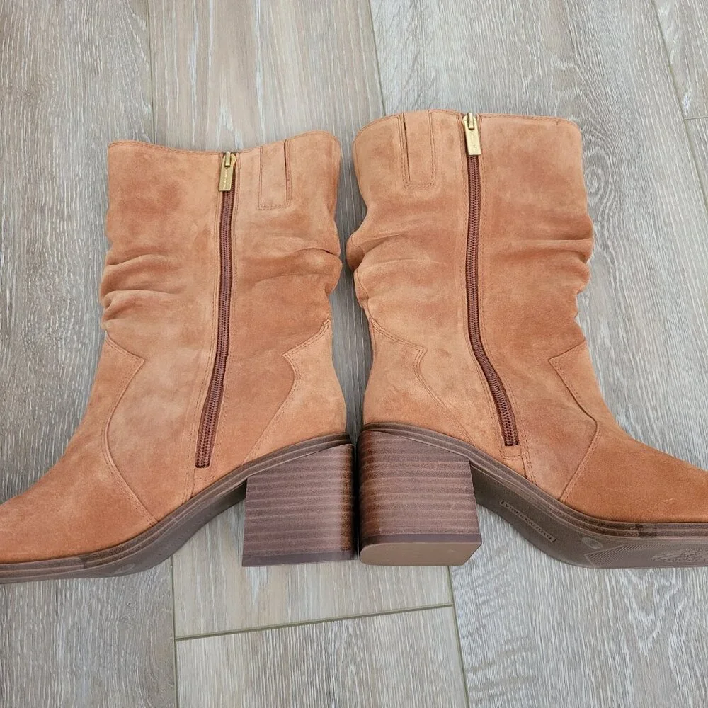 Vince Camuto NWOT Women's Size 8 Kenidra Water-Repellent Slouch Boots | Caramel - Picture 4 of 8